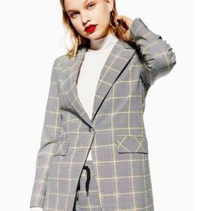 Topshop grey and yellow check suit